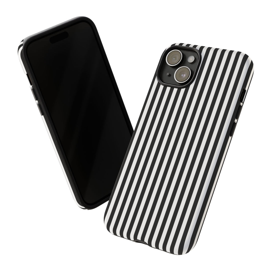 Tough Premium Black White Stripes Phone Case Gift for Her - For Apple iPhone 16 Pro Max 16e iPhone 15 Pro iPhone Iphone 14 Plus 13 Pro 12 SE XR - Studio40ParkLane