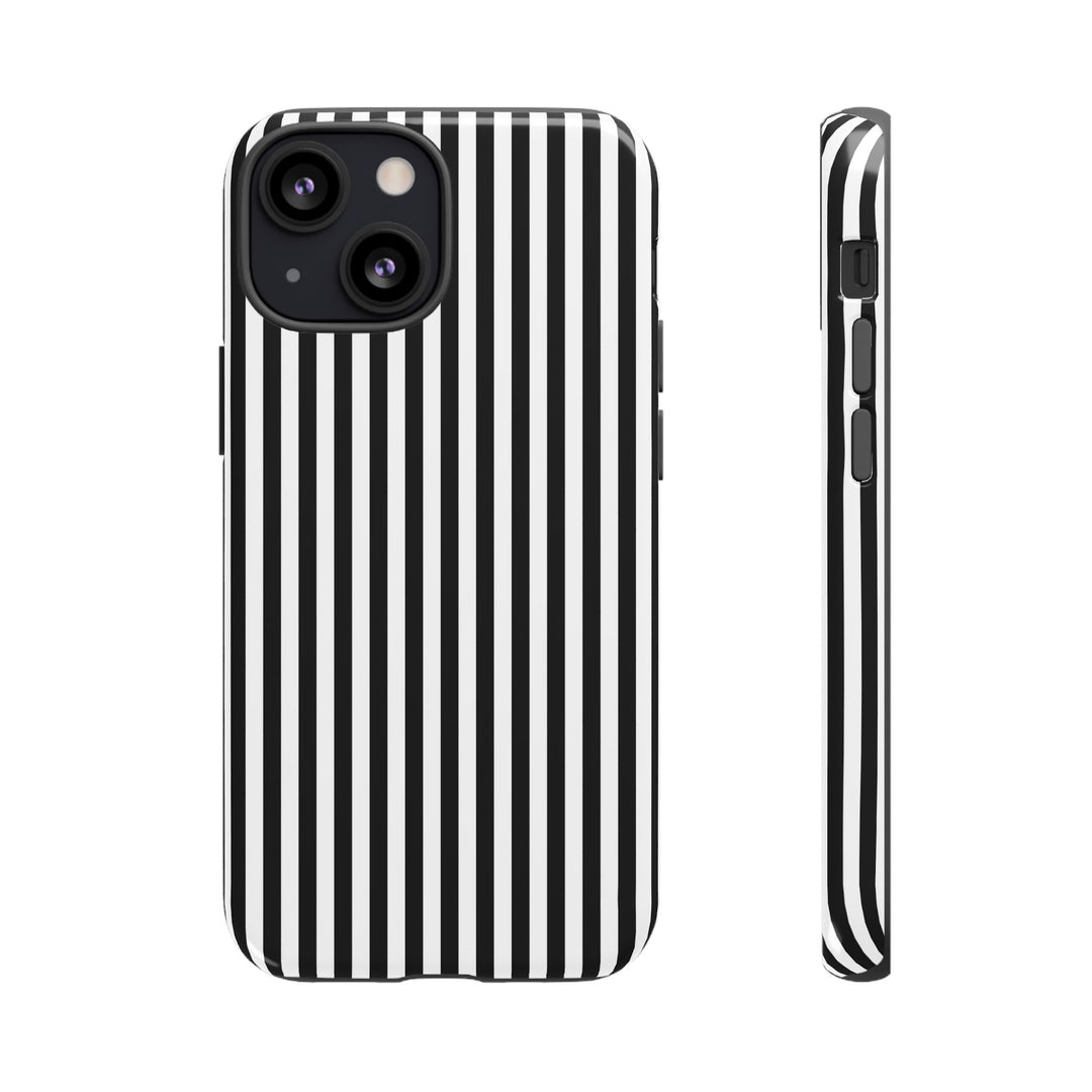 Tough Premium Black White Stripes Phone Case Gift for Her - For Apple iPhone 16 Pro Max 16e iPhone 15 Pro iPhone Iphone 14 Plus 13 Pro 12 SE XR - Studio40ParkLane