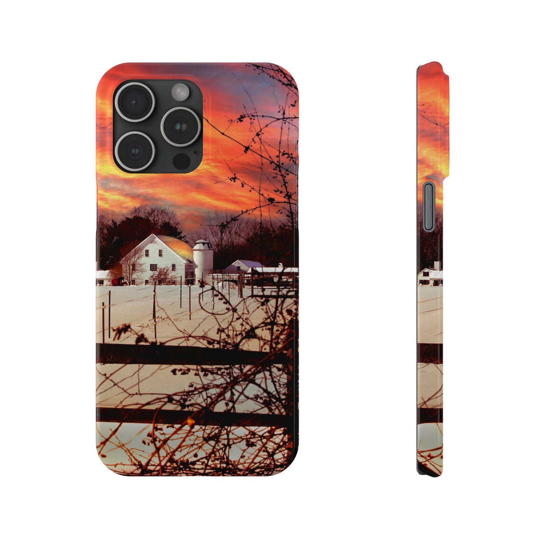 Slim Cute Phone Cases for Iphone - | iPhone 15 Case | iPhone 15 Pro Max Case, Iphone 14 Case, Iphone 14 Pro Max, Iphone 13, New England Winter Sunset - Studio40ParkLane