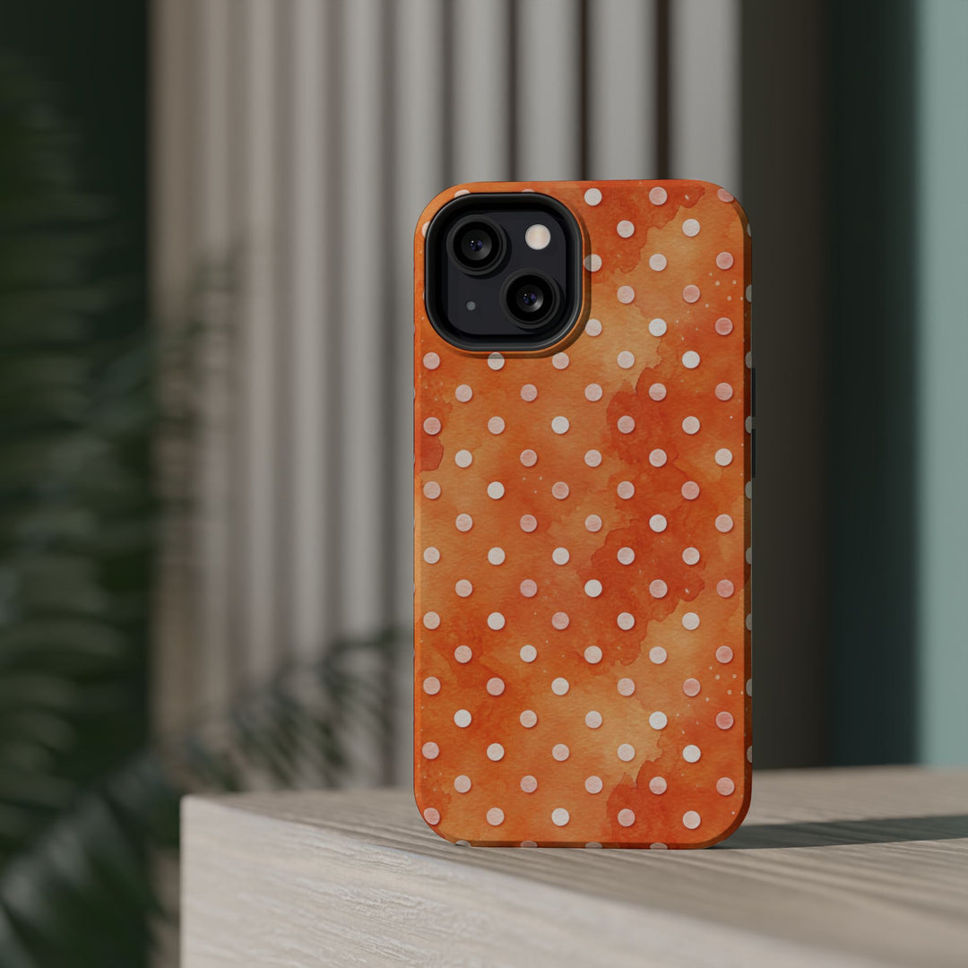 Aesthetic Tough Magsafe Orange Polka Dots Phone Case - For iPhone 17 Pro Max iPhone 16 Pro iPhone 15 Iphone 14 Plus 13 Pro 12 11 10 XR - Studio40ParkLane