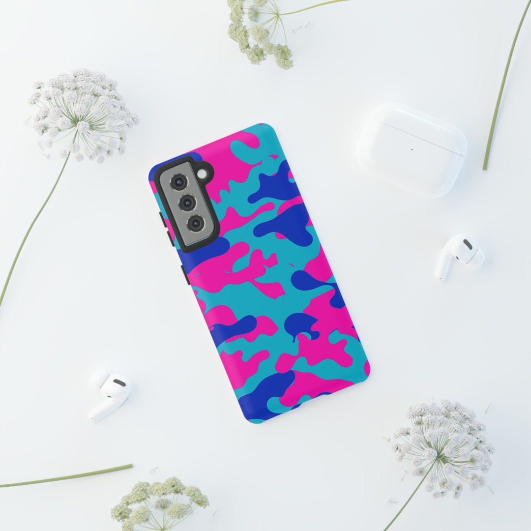 Cute Samsung Phone Case | Aesthetic Samsung Phone Case | Galaxy S23, S22, S21, S20 | Blue Pink Camouflage, Protective Phone Case - Studio40ParkLane