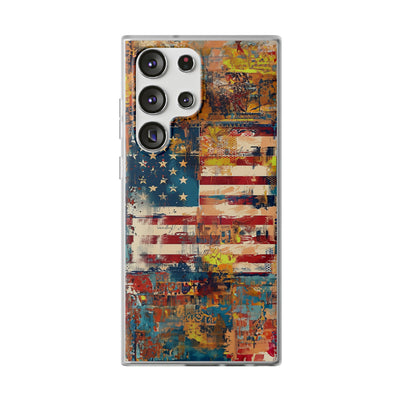 Cute Flexi Phone Cases, US Flag Abstract, Compatible with Samsung Galaxy S23, Samsung S22, Samsung S21, Samsung S20, Galaxy S20 Ultra