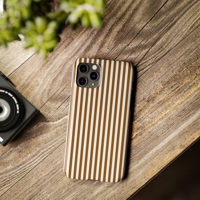 Slim Mocca Brown Striped Cute Phone Case for Iphone 16 - | iPhone 15 Pro Max Case | iPhone 14 Case Iphone 13 12 11 10 9 8 7 XS X Gift for Her - Studio40ParkLane