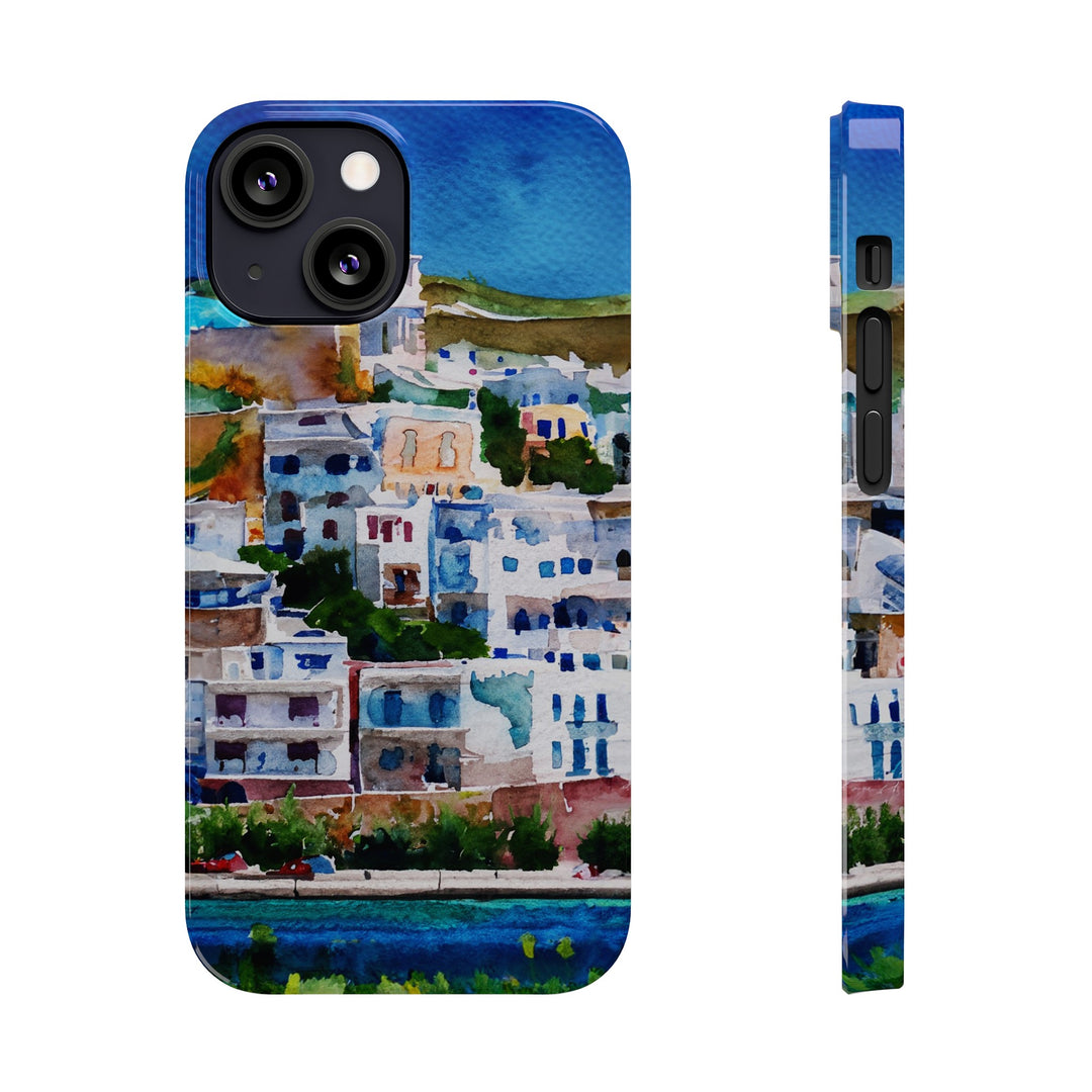 Slim Cute Phone Cases for Iphone | iPhone 15 Case | iPhone 15 Pro Max Case, Iphone 14, Iphone 14 Pro Max, Iphone 13, Colorful Greek House Watercolor - Studio40ParkLane