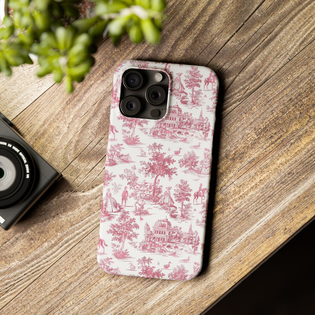 Slim Pink Vintage French Toile Cute Phone Cases for Iphone 16 Pro Max | iPhone 15 Case | iPhone 15 Pro Max Case, Iphone 14, Iphone 14 Pro Max, Iphone 13 12 11 8 7 - Studio40ParkLane