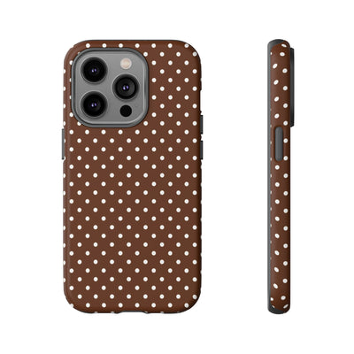 Aesthetic Tough Mocha Brown Polka Dots Premium Phone Case - For iPhone 17 Pro Max iPhone 16 Pro iPhone 15 Iphone 14 Plus 13 Pro 12 11 10 - Studio40ParkLane