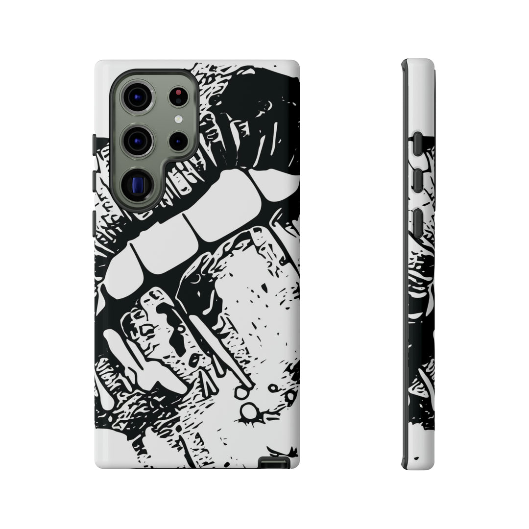 Cute Samsung Phone Case | Aesthetic Samsung Phone Case | Smile Lips Black White | Galaxy S23, S22, S21, S20 | Luxury Double Layer | Cool - Studio40ParkLane