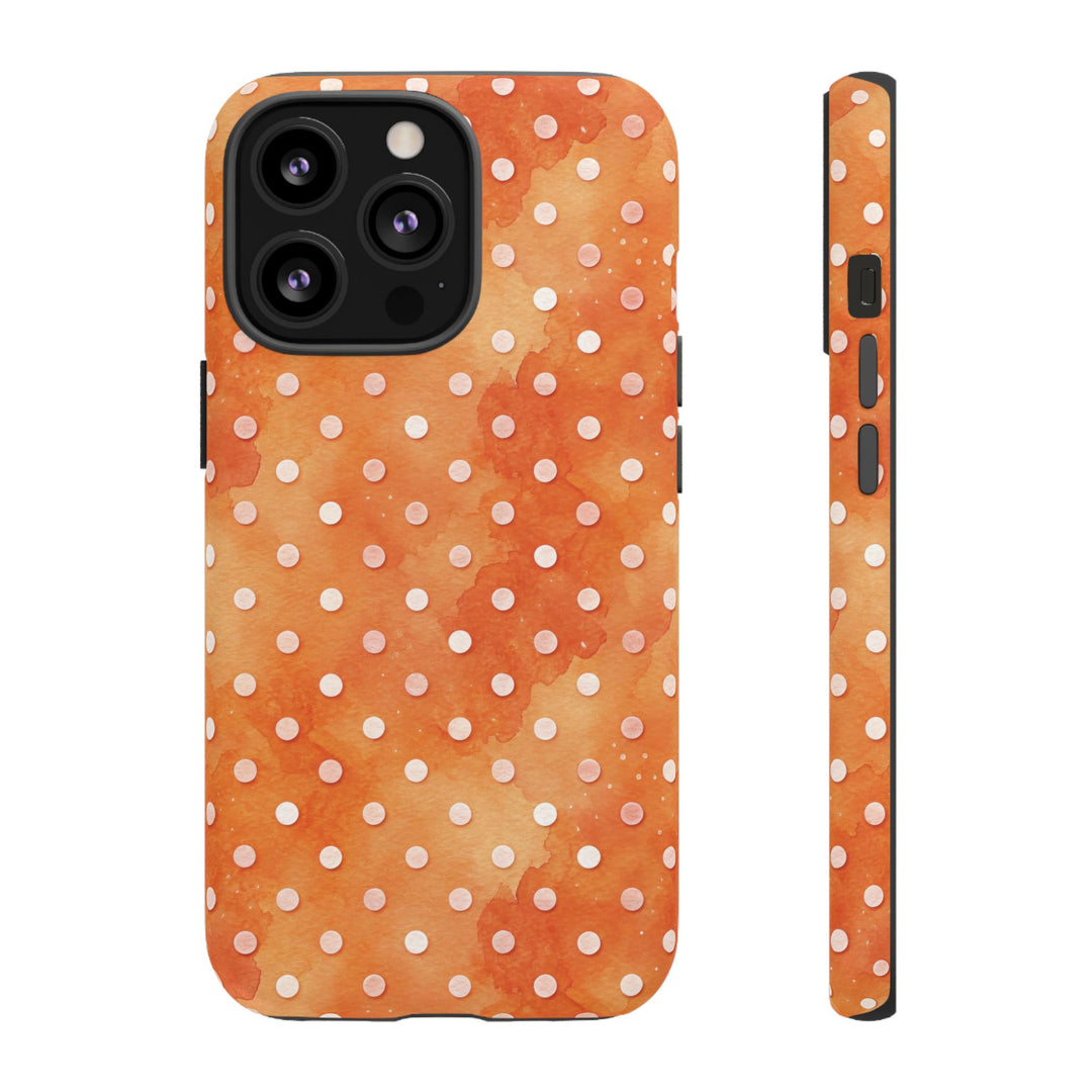 Aesthetic Tough Orange Polka Dots Watercolor Phone Case - For iPhone 17 Pro Max iPhone 16 Pro iPhone 15 Iphone 14 Plus 13 Pro 12 11 10 XR - Studio40ParkLane