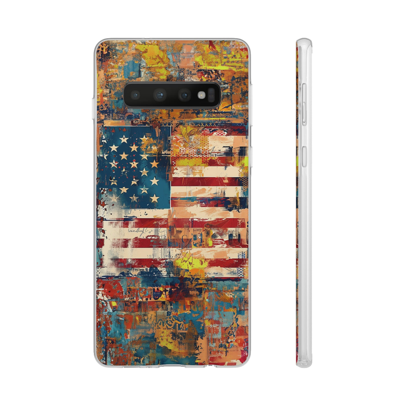 Cute Flexi Phone Cases, US Flag Abstract, Compatible with Samsung Galaxy S23, Samsung S22, Samsung S21, Samsung S20, Galaxy S20 Ultra