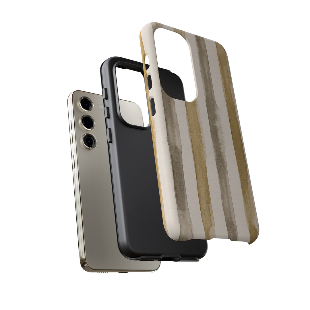 Tough Cute Brown Beige Stripes Phone Case, for IPhone 17 Pro Max | Iphone 17 Air, Iphone 16, IPhone 15, 14 13 12, Samsung Galaxy S26, S25, S24, S23 - Studio40ParkLane