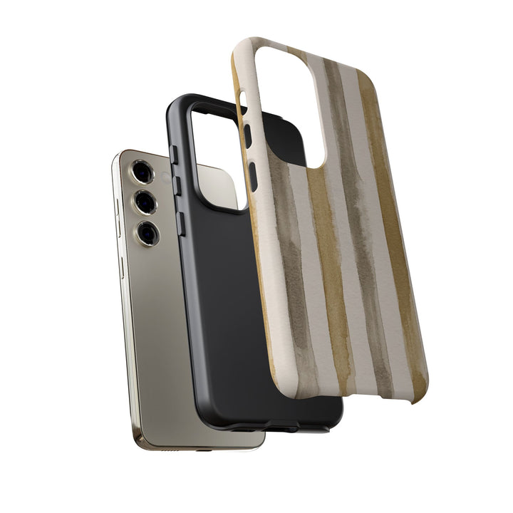 Tough Cute Brown Beige Stripes Phone Case, for IPhone 17 Pro Max | Iphone 17 Air, Iphone 16, IPhone 15, 14 13 12, Samsung Galaxy S26, S25, S24, S23 - Studio40ParkLane