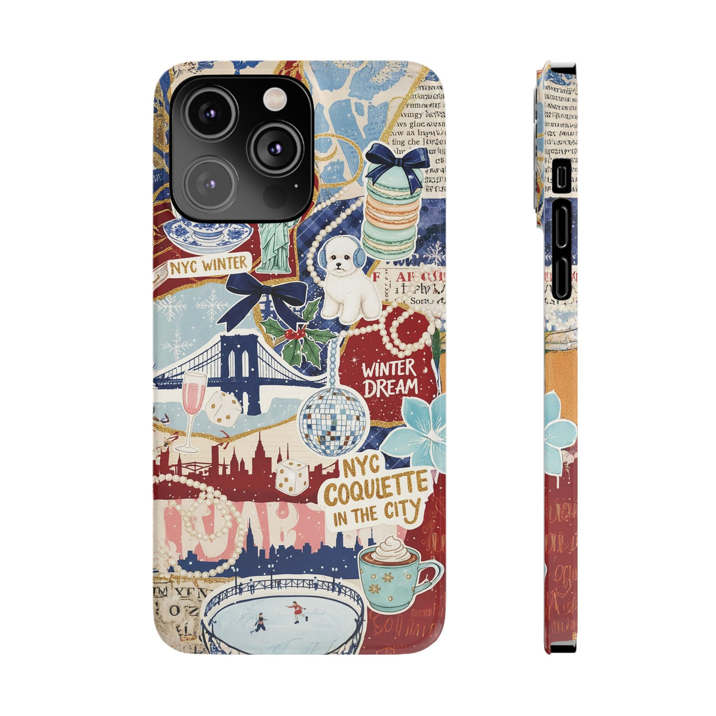 Slim New York Winter Coquette Collage Cute Phone Case for Iphone 16 - | iPhone 15 Pro Max Case | iPhone 14 Case Iphone 13 12 11 10 9 8 7 X - Studio40ParkLane