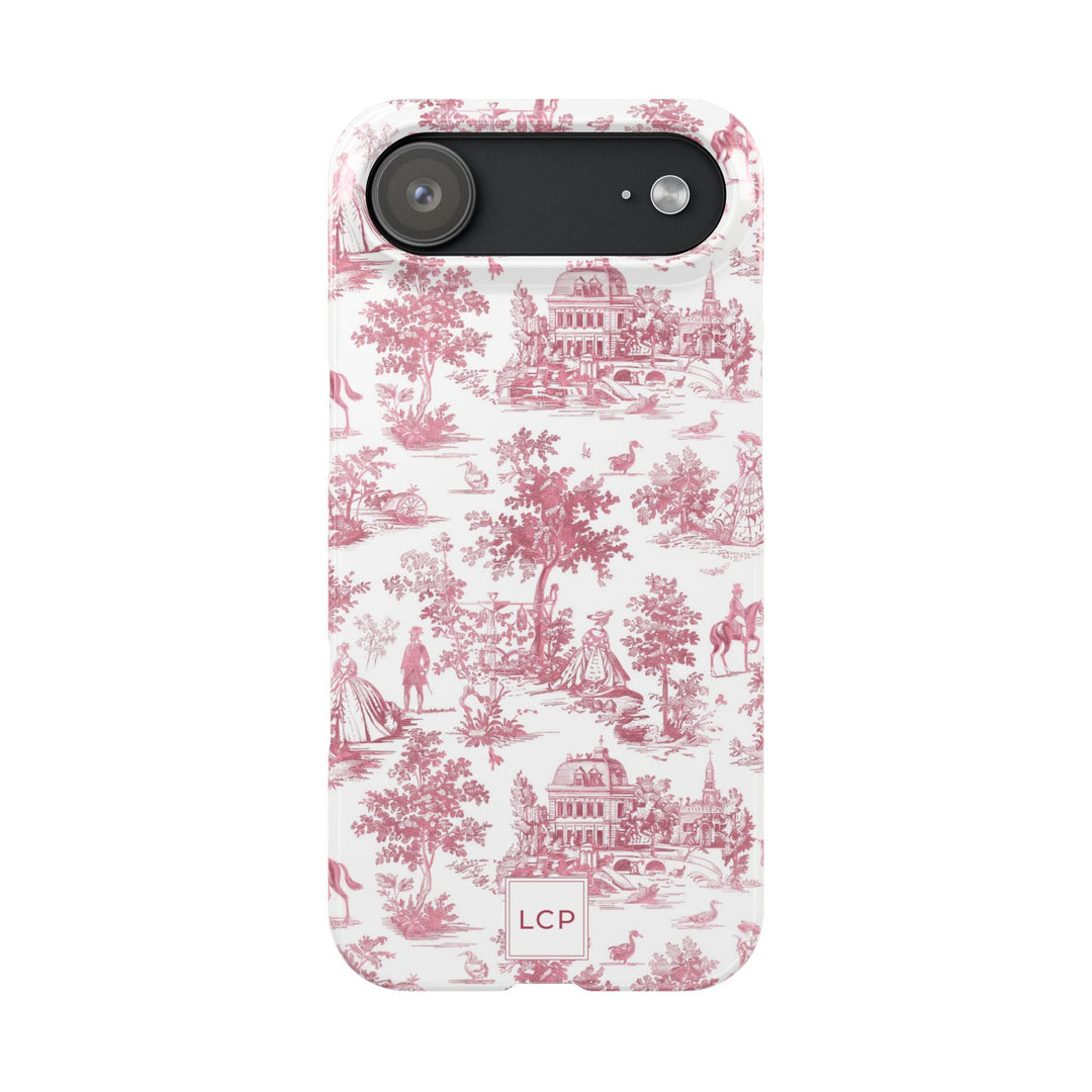 Slim Personalized Slim Pink Vintage French Toile Cute Phone Cases for Iphone 16 Pro Max | iPhone 15 Case | iPhone 15 Pro Max Case, Iphone 14, Iphone 14 Pro Max, Iphone 13 12 11 8 7 - Studio40ParkLane