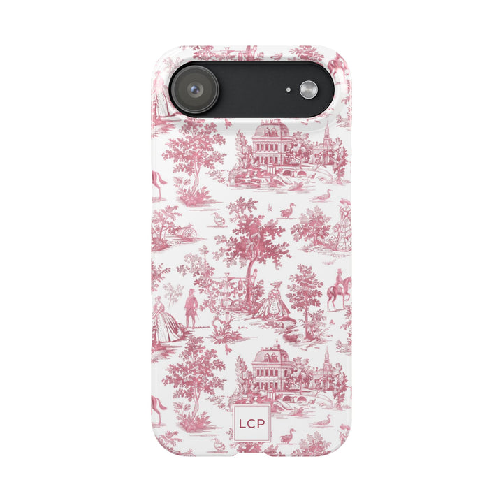 Slim Personalized Slim Pink Vintage French Toile Cute Phone Cases for Iphone 16 Pro Max | iPhone 15 Case | iPhone 15 Pro Max Case, Iphone 14, Iphone 14 Pro Max, Iphone 13 12 11 8 7 - Studio40ParkLane