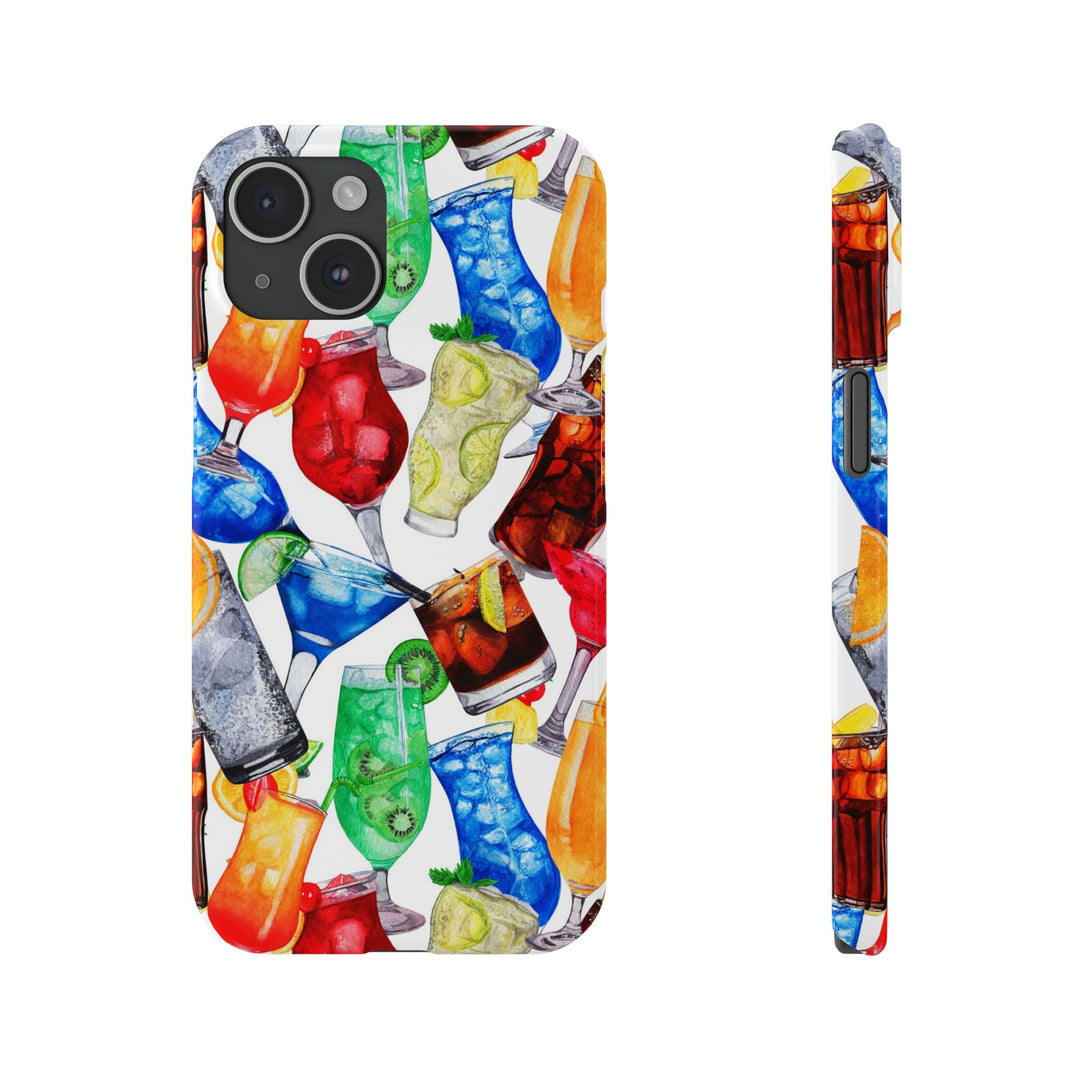 Slim Cute Phone Cases for Iphone - | iPhone 15 Case | iPhone 15 Pro Max Case, Iphone 14 Case, Iphone 14 Pro Max, Iphone 13, Summer Fruit Cocktail - Studio40ParkLane