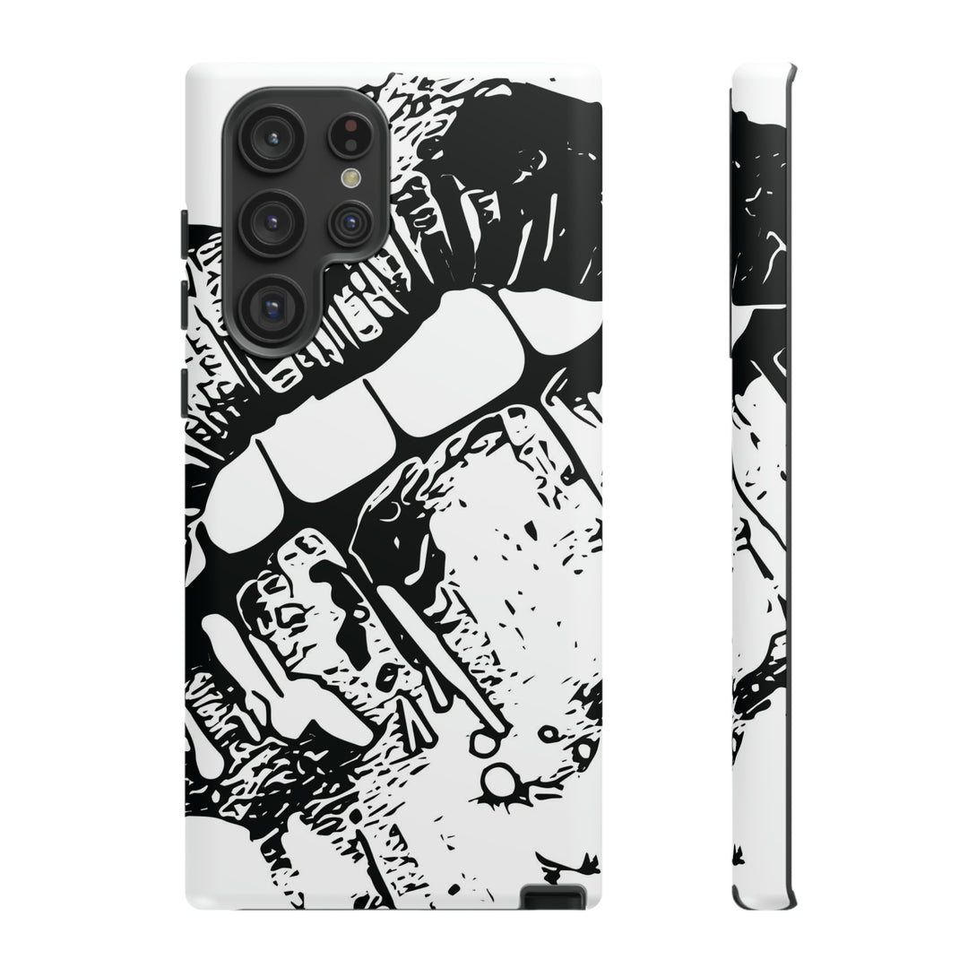Cute Samsung Phone Case | Aesthetic Samsung Phone Case | Smile Lips Black White | Galaxy S23, S22, S21, S20 | Luxury Double Layer | Cool - Studio40ParkLane