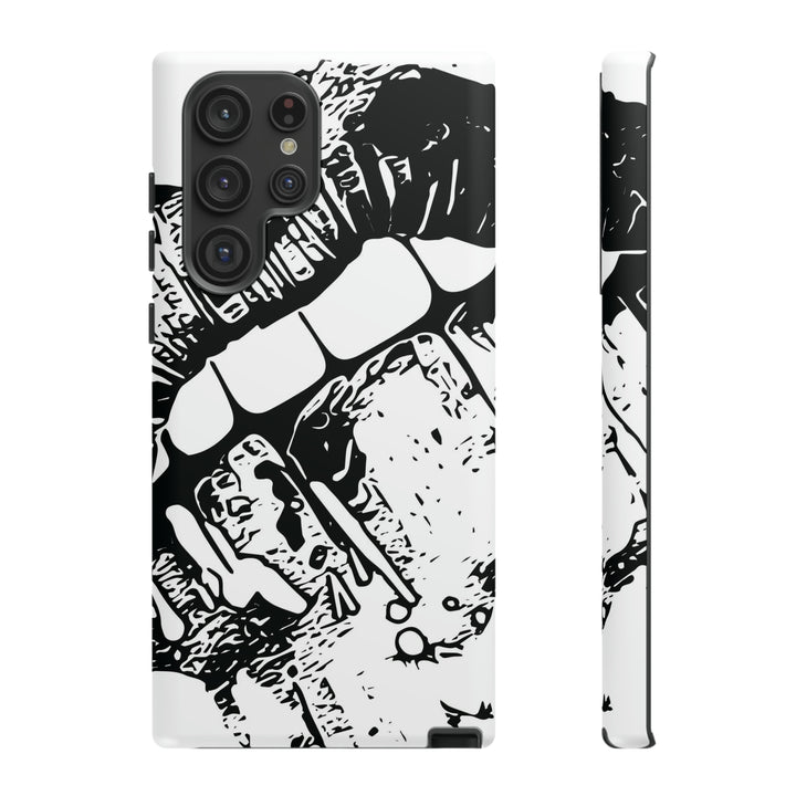 Cute Samsung Phone Case | Aesthetic Samsung Phone Case | Smile Lips Black White | Galaxy S23, S22, S21, S20 | Luxury Double Layer | Cool - Studio40ParkLane