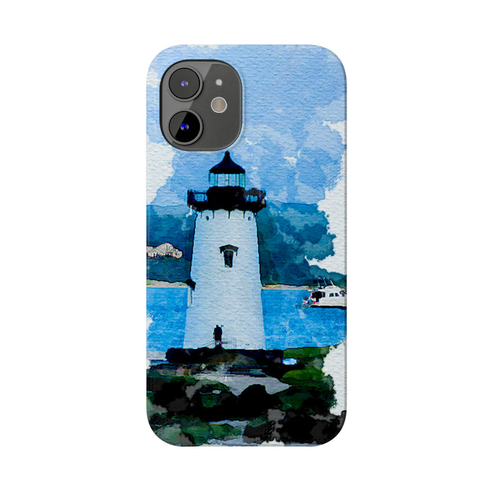 Slim Cute Phone Cases for Iphone - | iPhone 15 Case | iPhone 15 Pro Max Case, Iphone 14 Case, Iphone 14 Pro Max, Iphone 13, Beach Lighthouse Blue - Studio40ParkLane