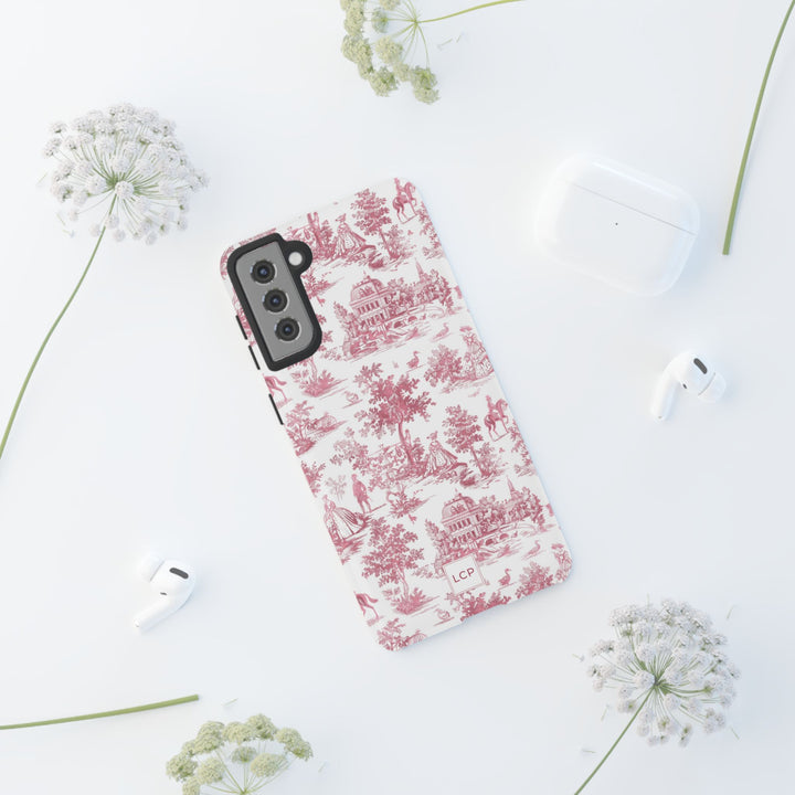 Personalized Custom French Toile Tough Cute Phone Case For Apple iPhone 18, 17, 16, 15 14, Pro Max, Samsung Galaxy S26, S25, S24 Plus Ultra