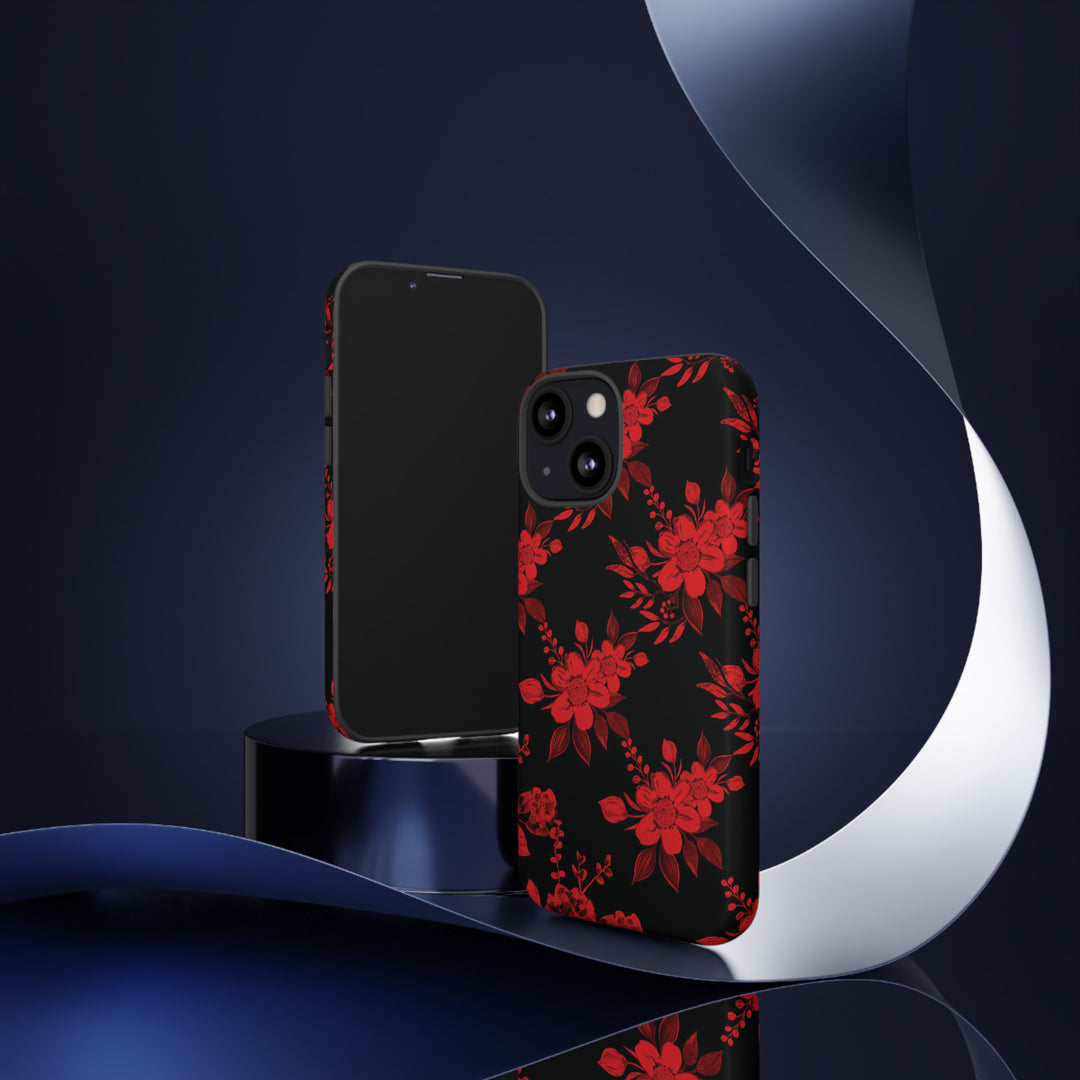 Cute IPhone Case | Red Black Flowers, iPhone 15 Case | iPhone 15 Pro Case, Iphone 14 Case, Iphone 14 Pro Max Case, Protective Iphone Case - Studio40ParkLane