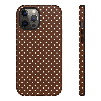 Aesthetic Tough Mocha Brown Polka Dots Premium Phone Case - For iPhone 17 Pro Max iPhone 16 Pro iPhone 15 Iphone 14 Plus 13 Pro 12 11 10 - Studio40ParkLane