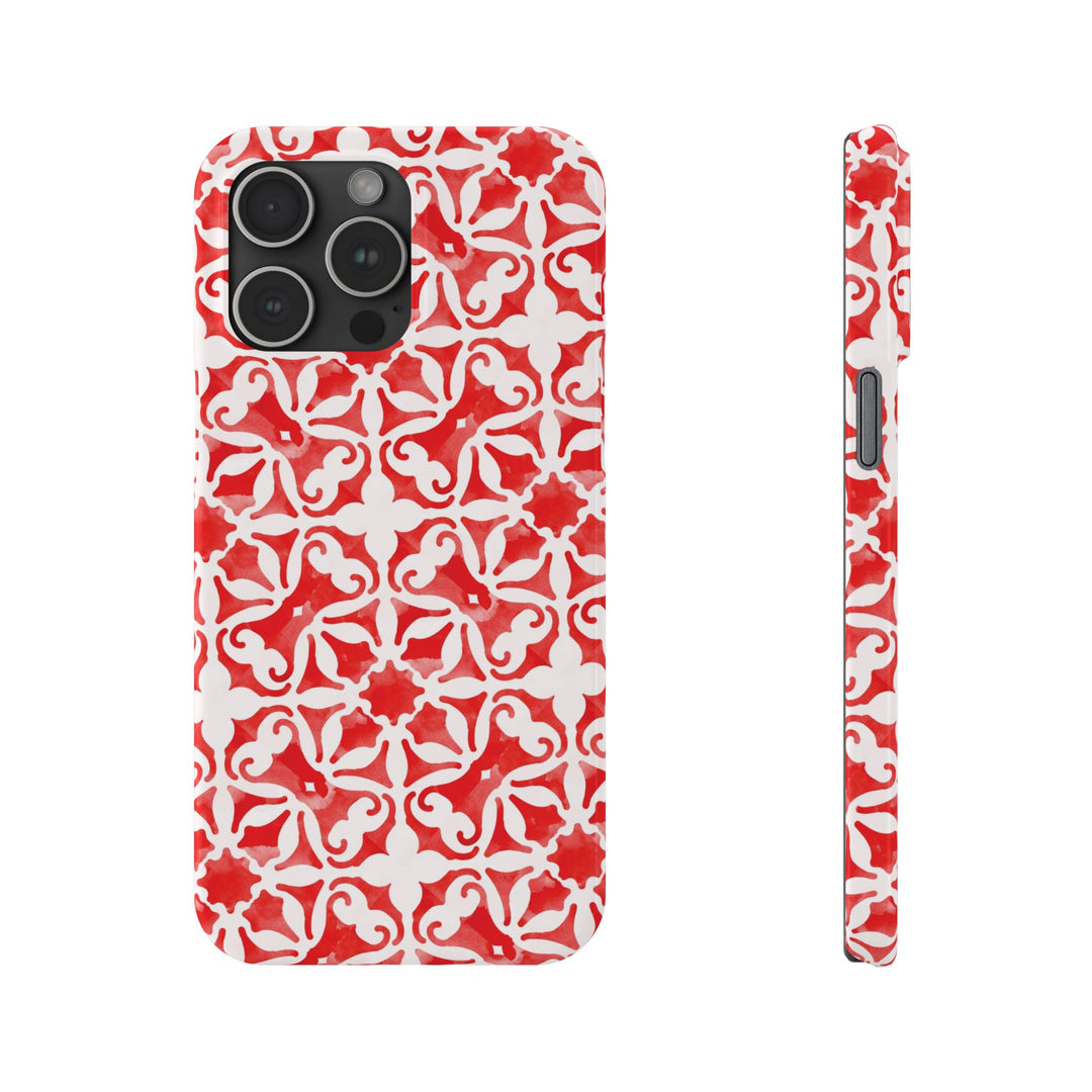 Slim Red Mosaic Gift for Her Cute Phone Cases for Iphone 16 Case | iPhone 15 Case | iPhone 15 Pro Max Case, Iphone 14, Iphone 14 Pro Max, Iphone 13, 12, 11, 10, 8,7 - Studio40ParkLane