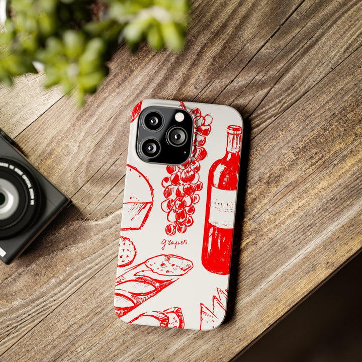 Slim Cute Phone Cases for Iphone | iPhone 15 Case | iPhone 15 Pro Max Case, Iphone 14, Iphone 14 Pro Max, Iphone 13, French Food Wine Red - Studio40ParkLane