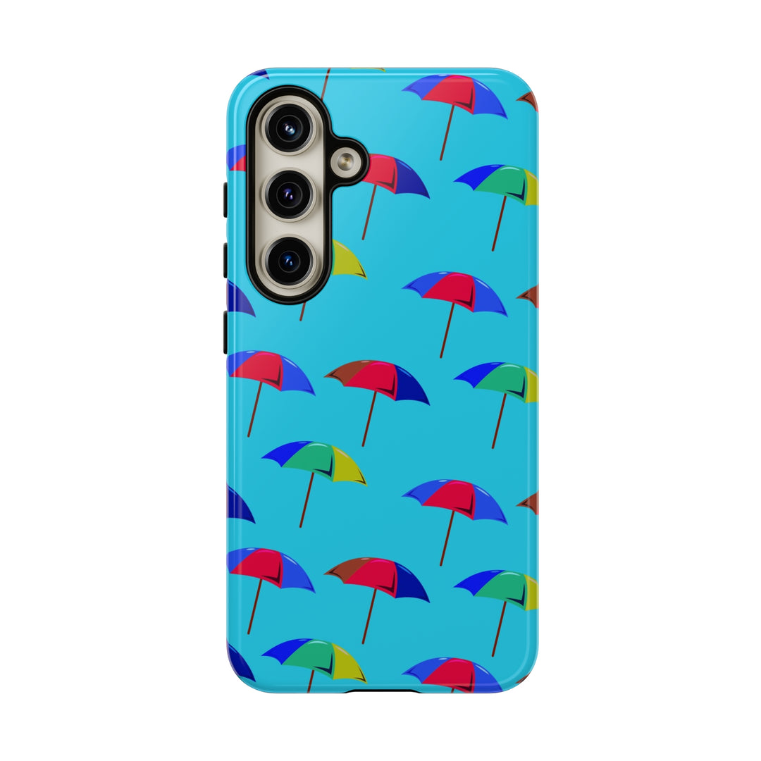 Cute Samsung Phone Case | Aesthetic Samsung Phone Case | Galaxy S23, S22, S21, S20 | Colorful Beach Parasols Blue, Protective Phone Case - Studio40ParkLane