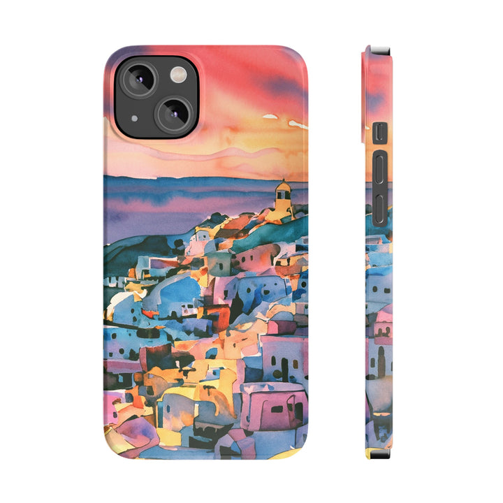 Slim Cute Phone Cases for Iphone | iPhone 15 Case | iPhone 15 Pro Max Case, Iphone 14, Iphone 14 Pro Max, Iphone 13, Colorful Greek House Watercolor - Studio40ParkLane