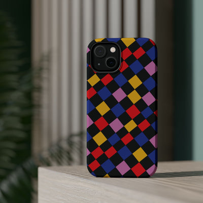 Aesthetic Colorful Checkerboard Tough Magsafe Phone Case - For iPhone 17 Pro Max iPhone 16 Pro iPhone 15 Iphone 14 Plus 13 Pro 12 11 Gift - Studio40ParkLane