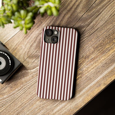 Slim Chocolate Brown Striped Cute Phone Case for Iphone 16 - | iPhone 15 Pro Max Case | iPhone 14 Case Iphone 13 12 11 10 9 8 7 Gift for Her - Studio40ParkLane