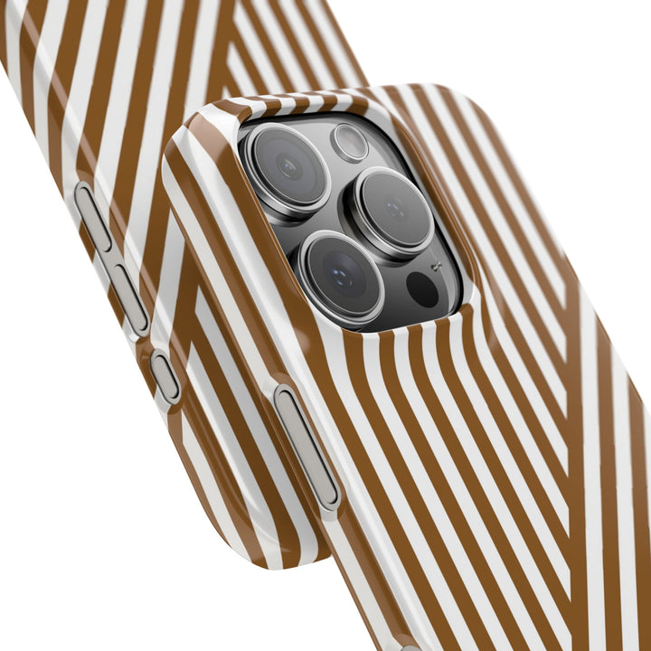 Aesthetic Mocha Brown Stripes Cute Phone Case Sleek Snap - For iPhone 17 Pro Max iPhone 16 Pro iPhone 15 Iphone 14 Plus 13 Pro 12 11 10 Gift - Studio40ParkLane