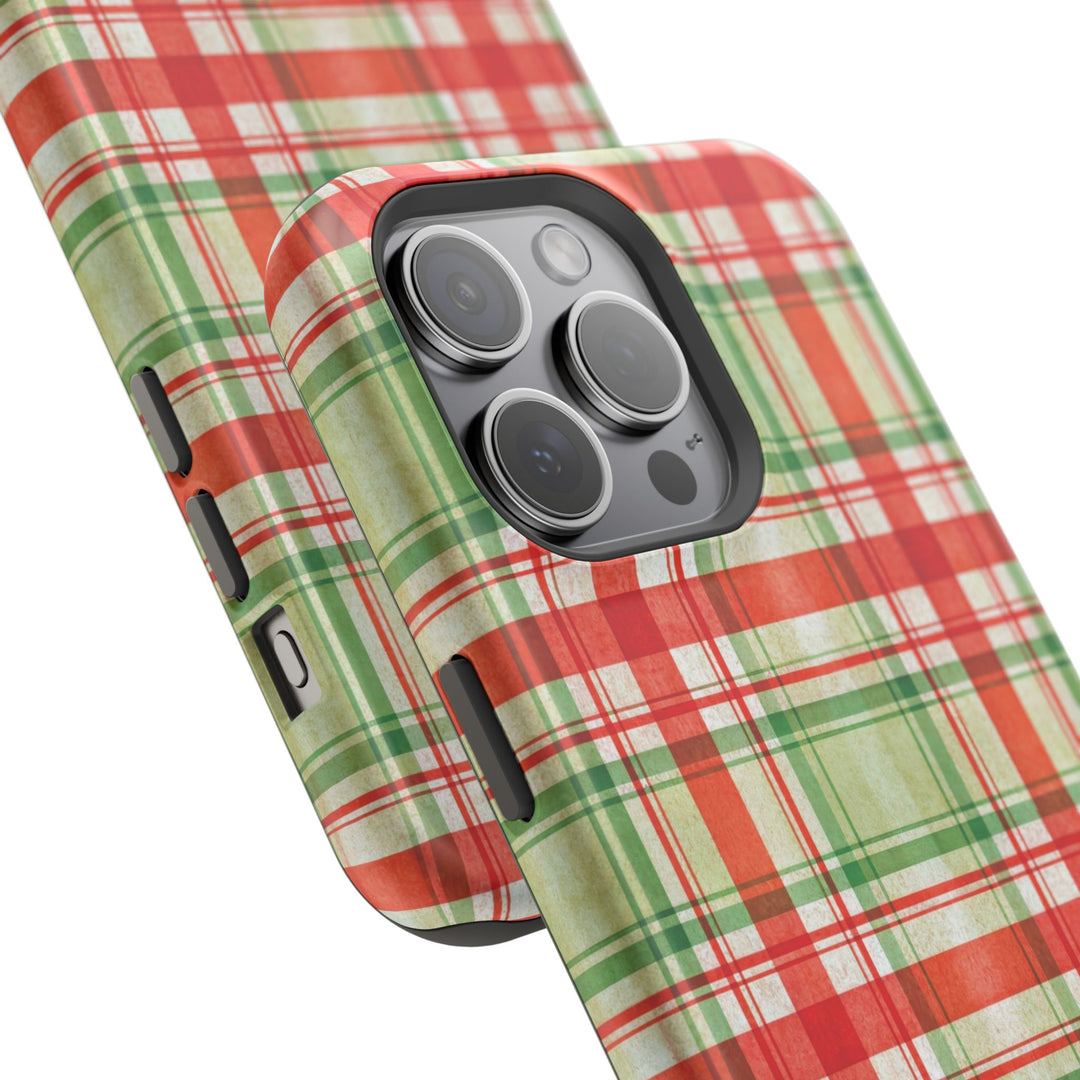 Aesthetic Tough Magsafe Red Green Checkered Phone Case - For iPhone 17 Pro Max iPhone 16 Pro iPhone 15 Iphone 14 Plus 13 Pro 12 11 10 - Studio40ParkLane