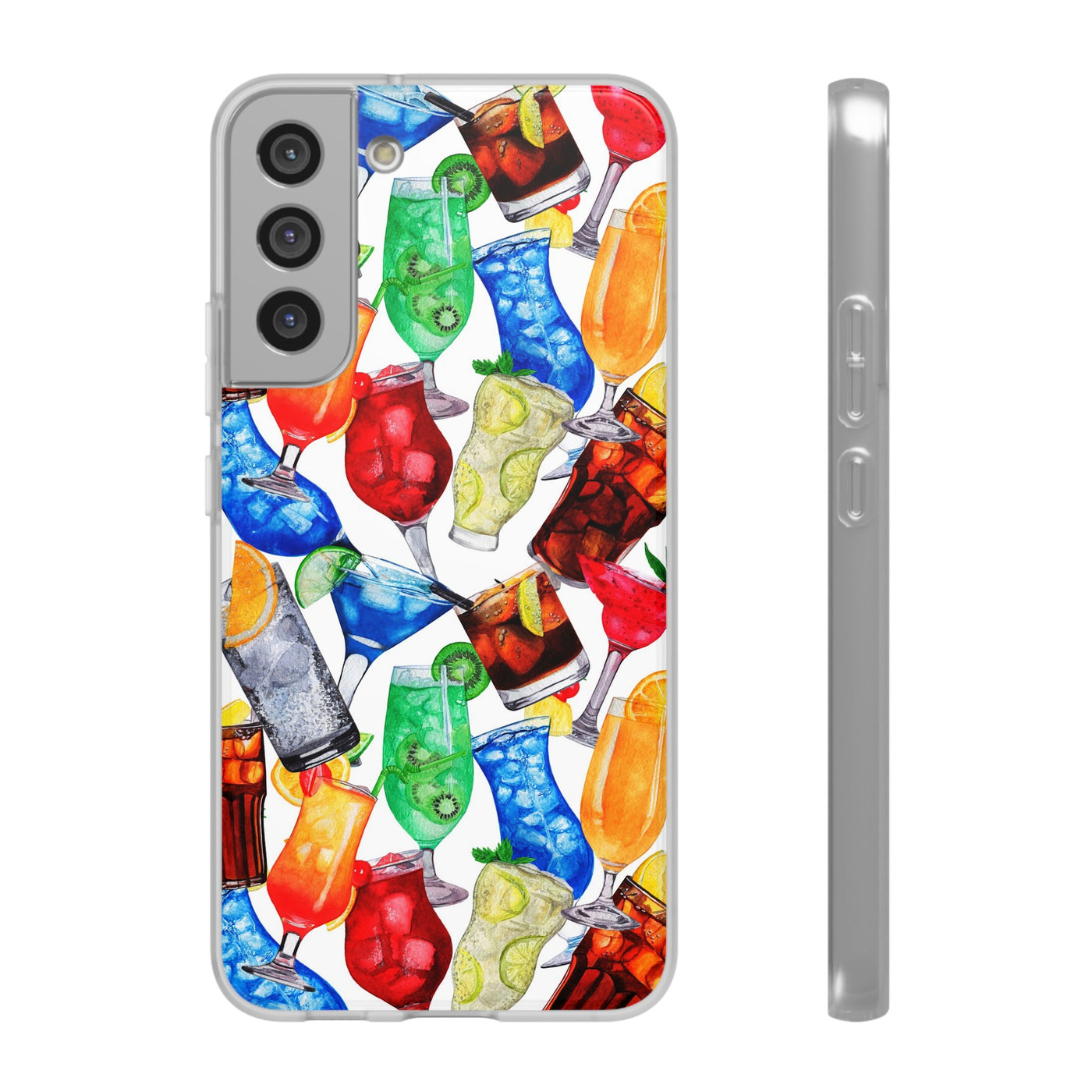 Cute Flexi Phone Cases, For Iphones and Samsung Galaxy Phones, Tropical Summer Fruit Cocktails, Galaxy S23 Phone Case, Samsung S22 Case, Samsung S21, Iphone 15, Iphone 14, Iphone 13