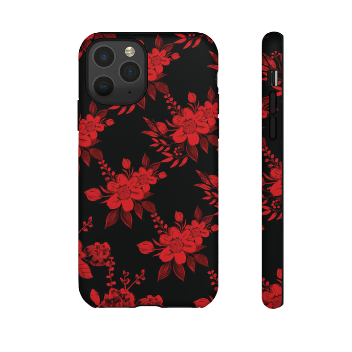 Cute IPhone Case | Red Black Flowers, iPhone 15 Case | iPhone 15 Pro Case, Iphone 14 Case, Iphone 14 Pro Max Case, Protective Iphone Case - Studio40ParkLane