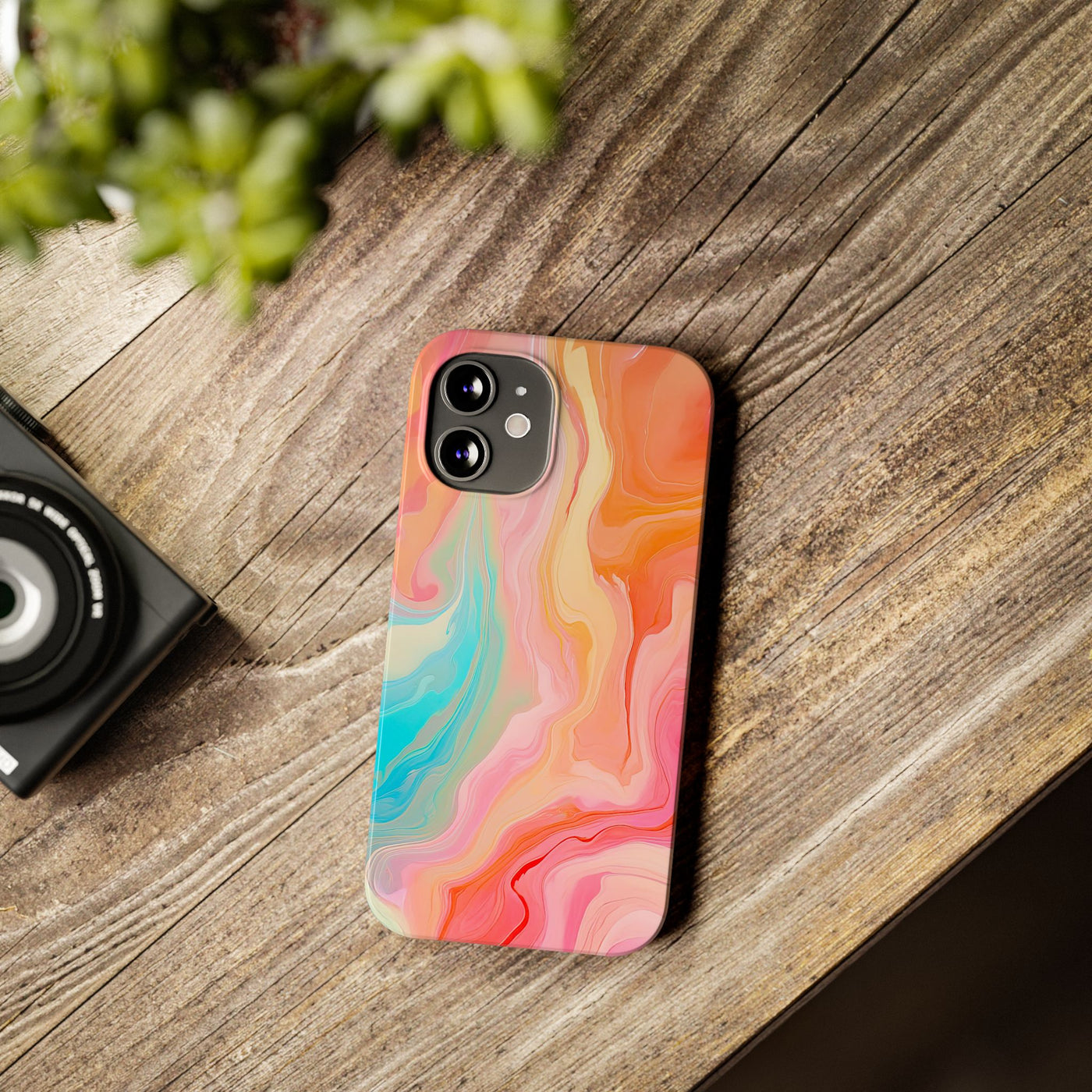 Slim Blue Pink Orange Marbled Cute Phone Cases for Iphone 16 Pro Max | iPhone 15 Case | iPhone 15 Pro Max Case, Iphone 14, Iphone 14 Pro Max, Iphone 13 12 11 8 7