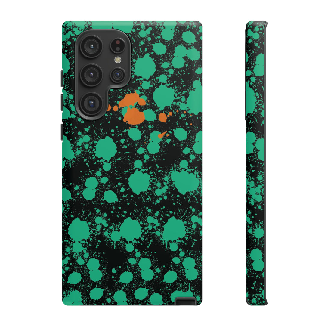 Cute Samsung Phone Case | Aesthetic Samsung Phone Case | Paint Splash Green Orange | Galaxy S23, S22, S21, S20 | Luxury Double Layer | Cool - Studio40ParkLane
