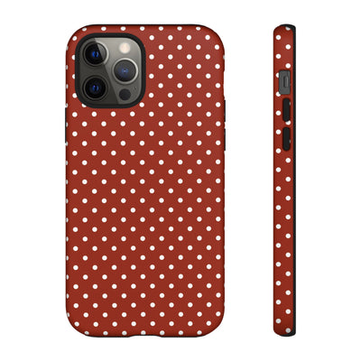Aesthetic Tough Clay Red Polka Dots Premium Phone Case - For iPhone 17 Pro Max iPhone 16 Pro iPhone 15 Iphone 14 Plus 13 Pro 12 11 10 XR XS - Studio40ParkLane
