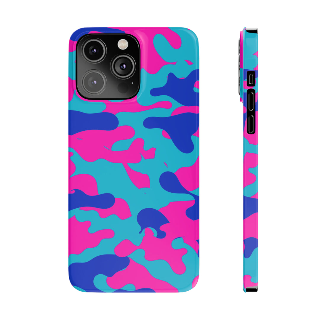 Slim Cute Phone Cases for Iphone - | iPhone 15 Case | iPhone 15 Pro Max Case, Iphone 14 Case, Iphone 14 Pro Max, Iphone 13, Blue Pink Camouflage - Studio40ParkLane
