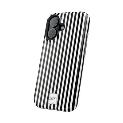 Custom Personalized Black White Striped Magsafe Phone Case for Iphone 17 - | iPhone 16 Pro Max Case | iPhone 15 Case Iphone 14 13 12 11 10 - Studio40ParkLane