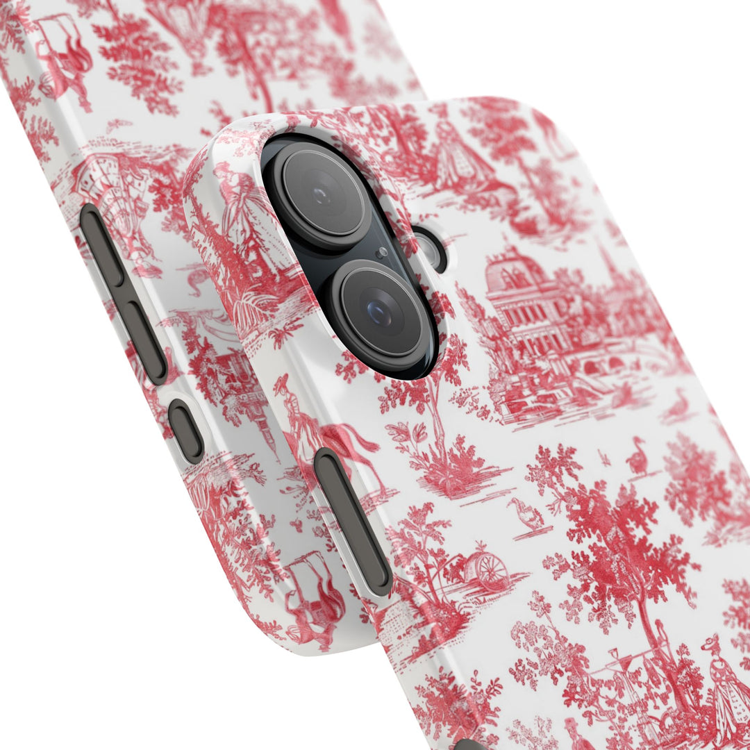 Snap French Toile Personalized Initial Custom Gift for Her Cute Phone Cases for Samsung S24, S23, S22, S21, S20, Plus and Ultra and Iphone, 16, 15, 14, 13, 12, 11. 10 - Studio40ParkLane