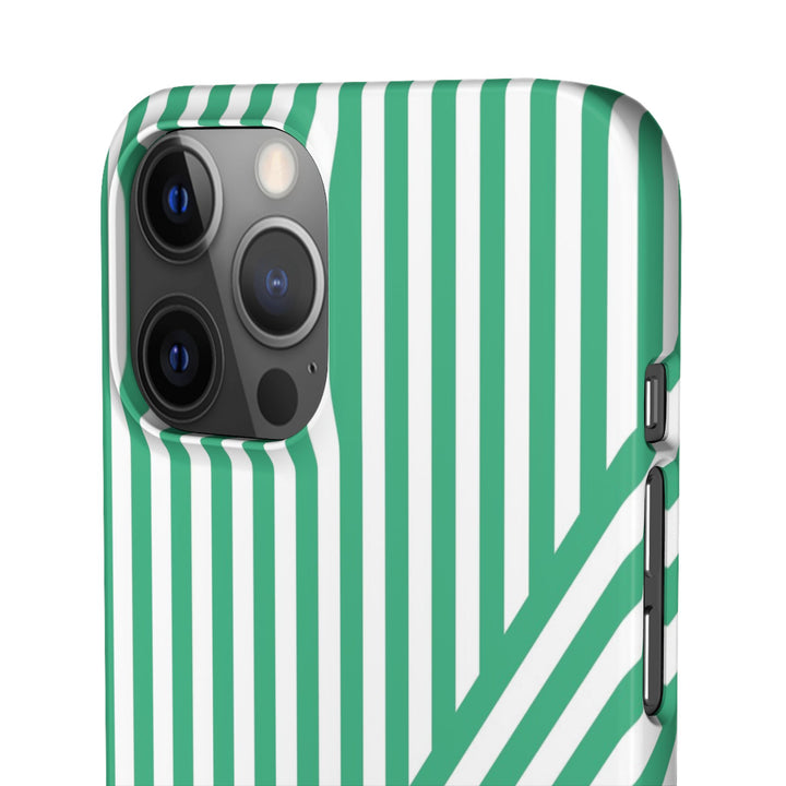 Aesthetic Emerald Stripes Cute Phone Case Sleek Snap - For iPhone 17 Pro Max iPhone 16 Pro iPhone 15 Iphone 14 Plus 13 Pro 12 11 10 Gift
