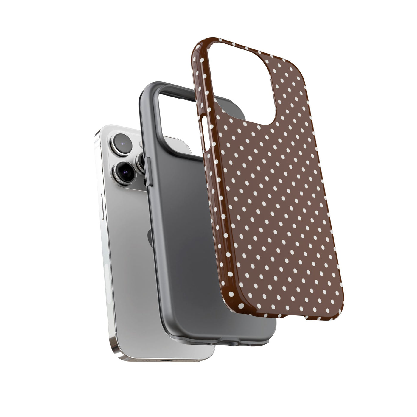 Aesthetic Tough Mocha Brown Polka Dots Premium Phone Case - For iPhone 17 Pro Max iPhone 16 Pro iPhone 15 Iphone 14 Plus 13 Pro 12 11 10 - Studio40ParkLane