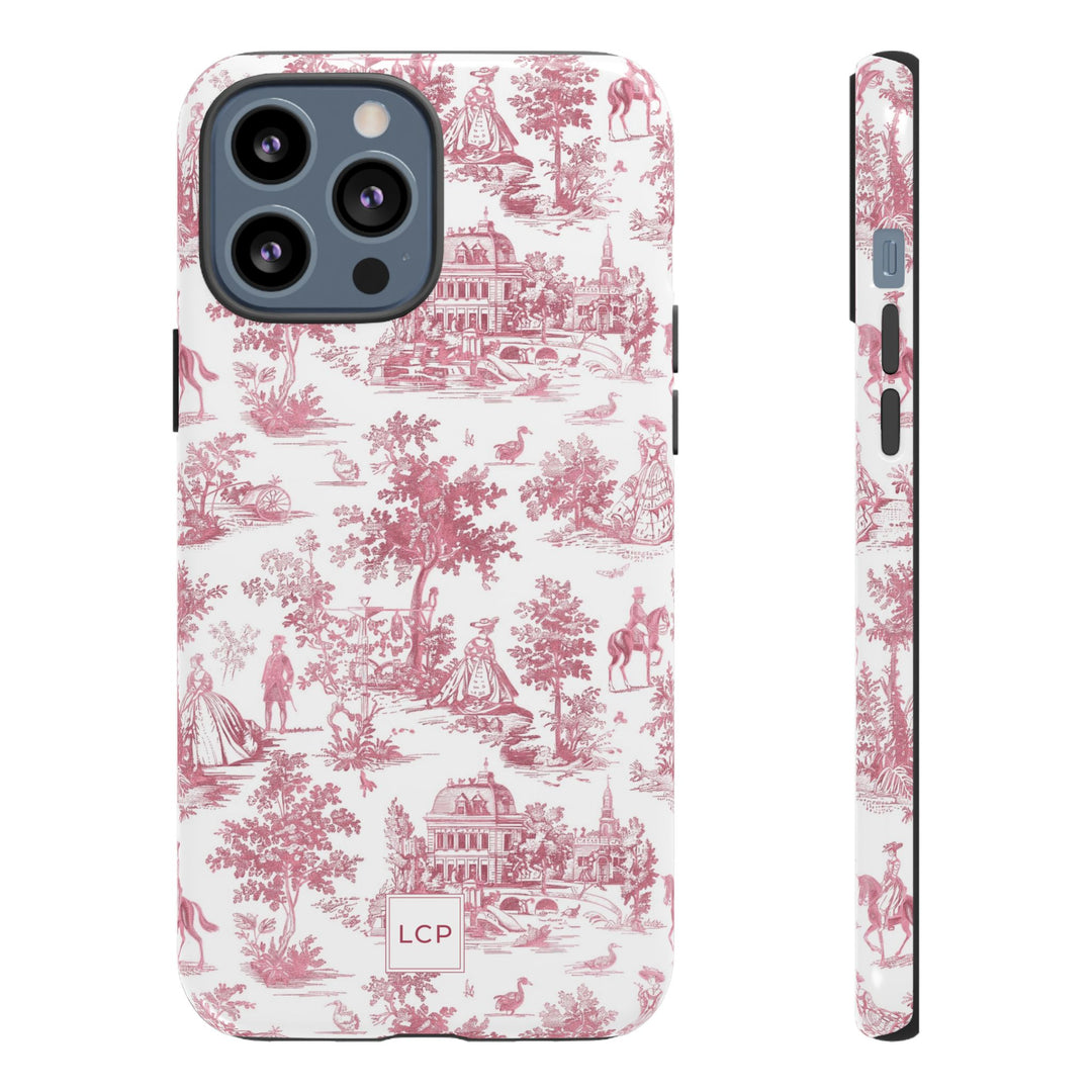 Personalized Custom French Toile Tough Cute Phone Case For Apple iPhone 18, 17, 16, 15 14, Pro Max, Samsung Galaxy S26, S25, S24 Plus Ultra