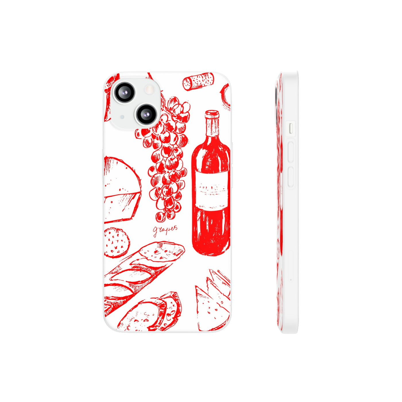 Cute Flexi Phone Cases, French Food Wine Red, Compatible with Samsung Galaxy S23, Samsung S22, Samsung S21, Samsung S20, Galaxy S20 Ultra