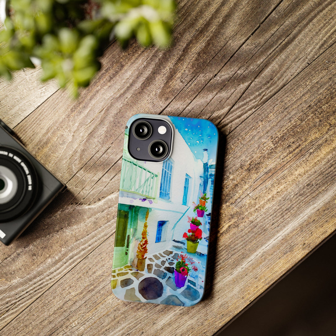 Slim Cute Phone Cases for Iphone | iPhone 15 Case | iPhone 15 Pro Max Case, Iphone 14, Iphone 14 Pro Max, Iphone 13, Colorful Greek Alley Watercolor - Studio40ParkLane