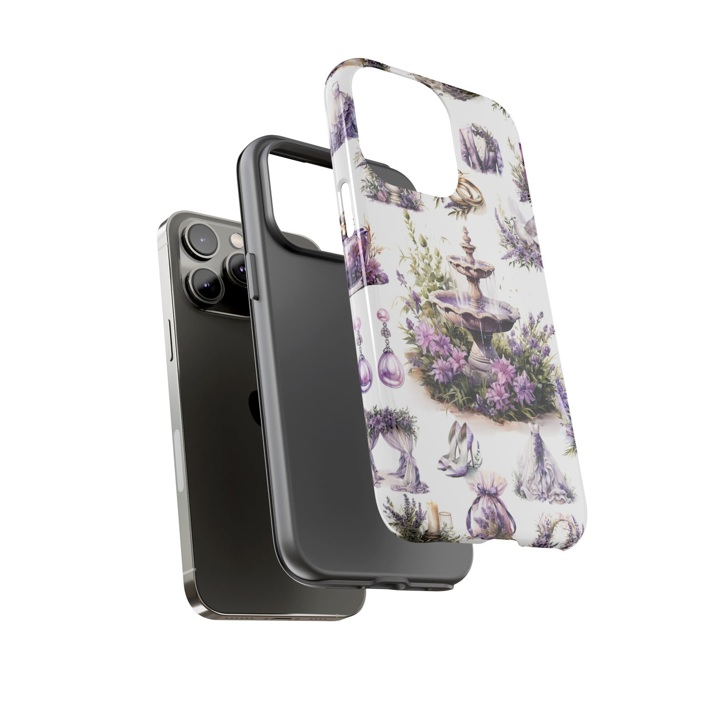 Impact Resistant, Lavender Wedding, Cute Phone Cases for Samsung S24, S23, S22, S21, IPhone 15 pro Iphone 14 pro Iphone 13 IPhone 12 Iphone 11