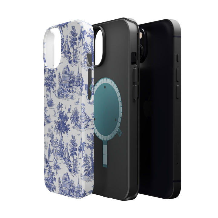 Blue Toile Magnetic Impact-Resistant Cute Phone Case for Iphone 16, iPhone 15 Pro Max Plus 14, 13, 12, 11 Gift for her - Studio40ParkLane