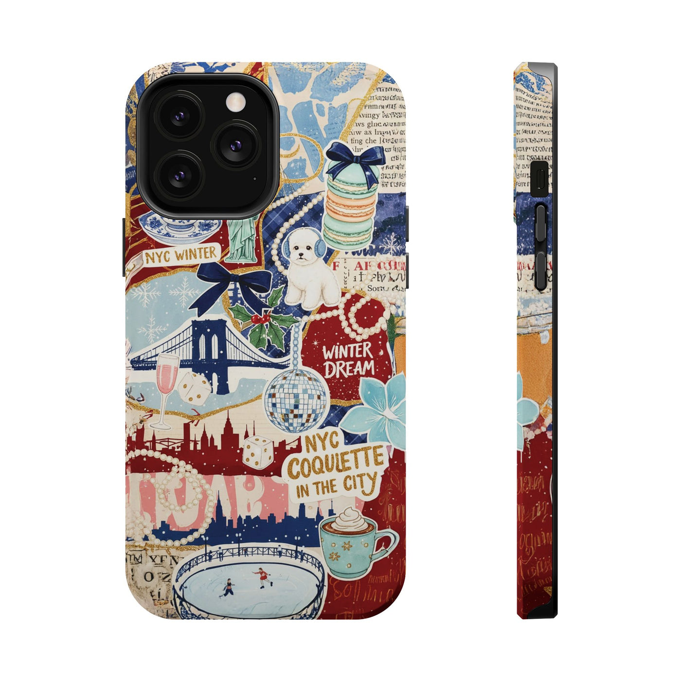 New York Winter Coquette Collage Tough Magsafe Cute Phone Cases for Iphone | iPhone 17 Pro Max Case, Iphone 16, Iphone 15 14 13 12 11 10 9