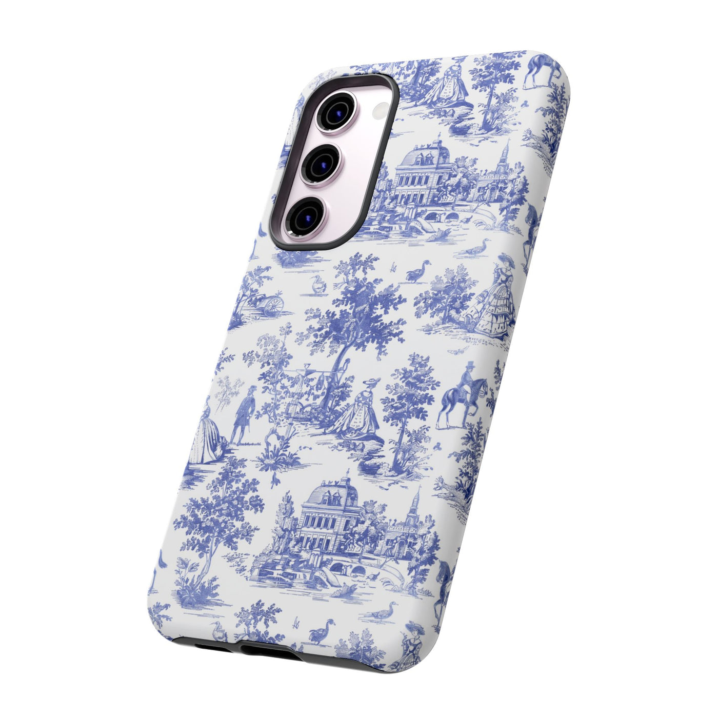 Premium Tough Blue French Toile Gift for Her Cute Phone Cases for Samsung and Iphone, 16, 15, 14, S24, S23, S22, S21, S20, Plus, Ultra, Pro